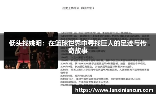 低头找姚明：在篮球世界中寻找巨人的足迹与传奇故事